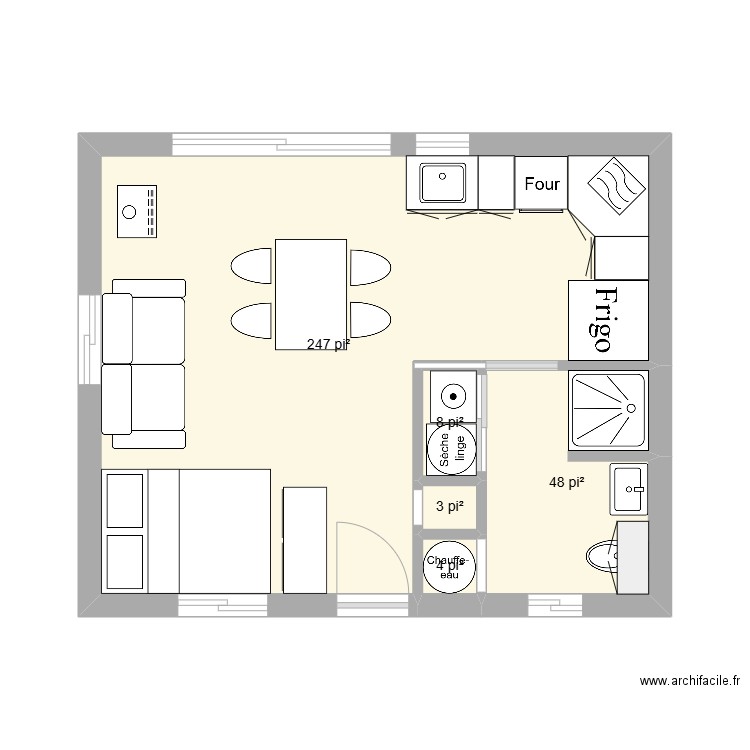 Étienne 16 x 20. Plan de 5 pièces et 29 m2