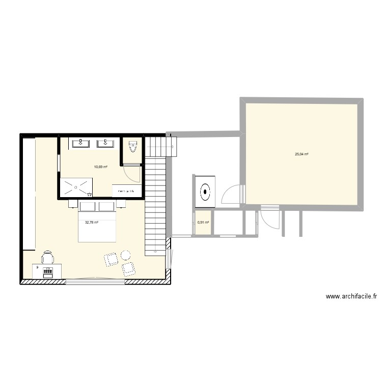 PLAN SUITE PARENTALE 12. Plan de 4 pièces et 69 m2