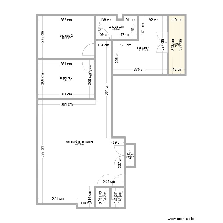 appart apres. Plan de 9 pièces et 86 m2