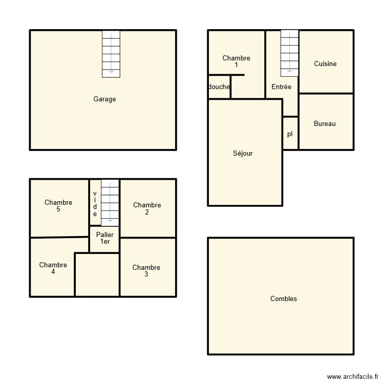 QUIMPER JAOUEN GAL. Plan de 16 pièces et 82 m2