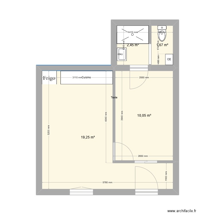 Local co Romenay. Plan de 4 pièces et 33 m2