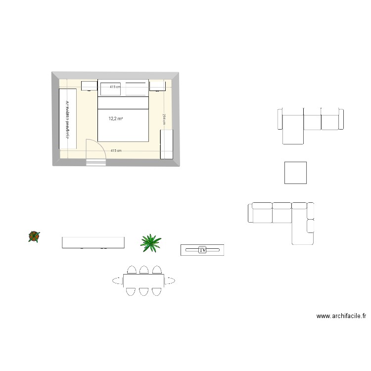 CH SYL. Plan de 1 pièce et 12 m2