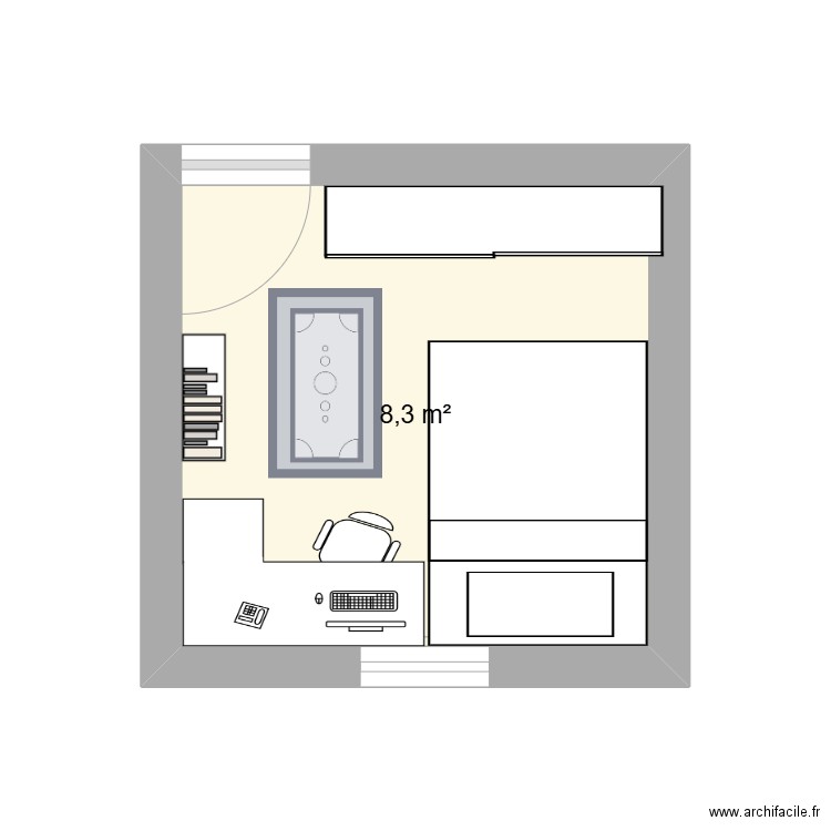 Chambre Eden. Plan de 1 pièce et 8 m2