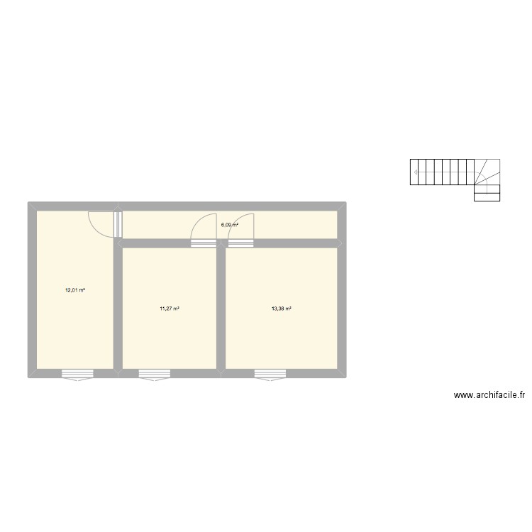 étage. Plan de 4 pièces et 43 m2