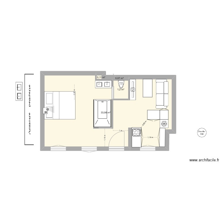 love9. Plan de 4 pièces et 35 m2