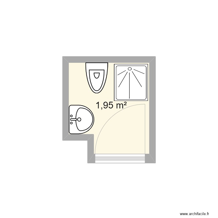 wcrc. Plan de 1 pièce et 2 m2