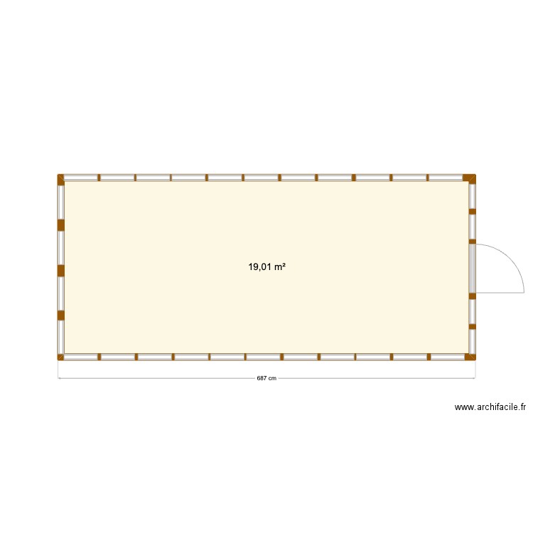 Serre Cramans. Plan de 1 pièce et 19 m2