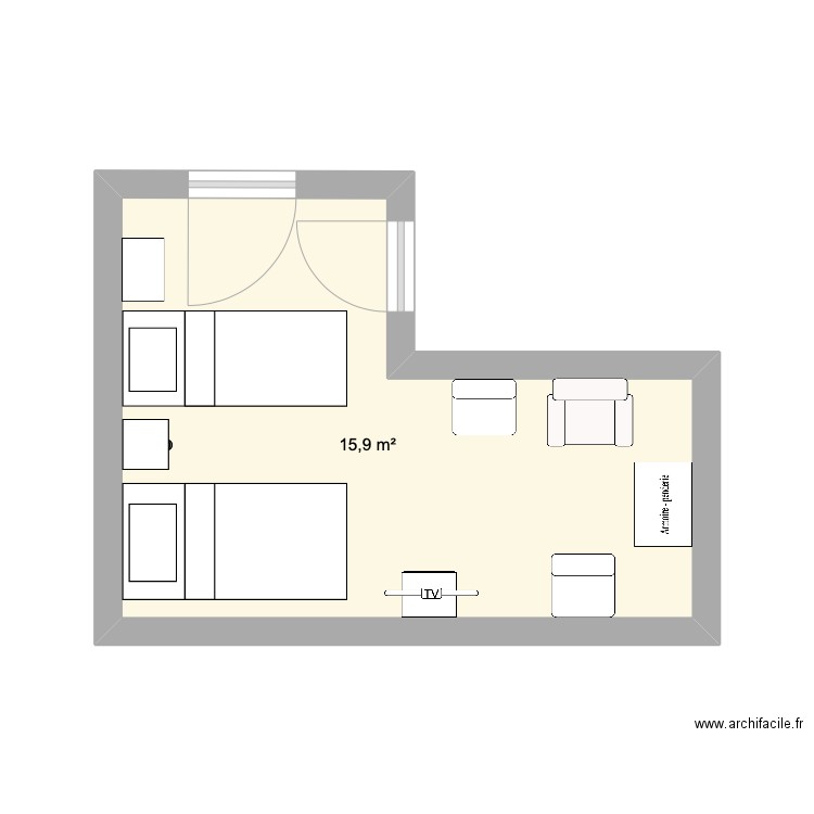 MARION DE GIVRY. Plan de 1 pièce et 16 m2