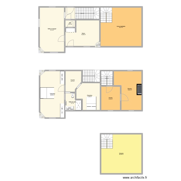 Saint-Julien-Le-Châtel v2. Plan de 14 pièces et 187 m2