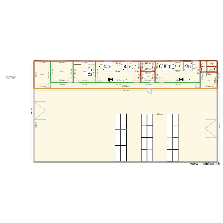 plan bureau V4. Plan de 19 pièces et 652 m2