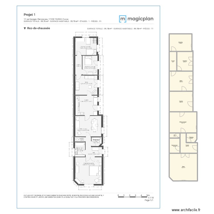 Maison Fouras. Plan de 11 pièces et 106 m2