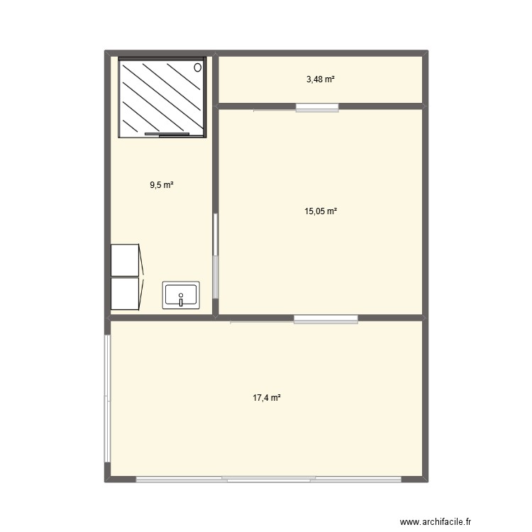 Escale Nathalie. Plan de 4 pièces et 45 m2