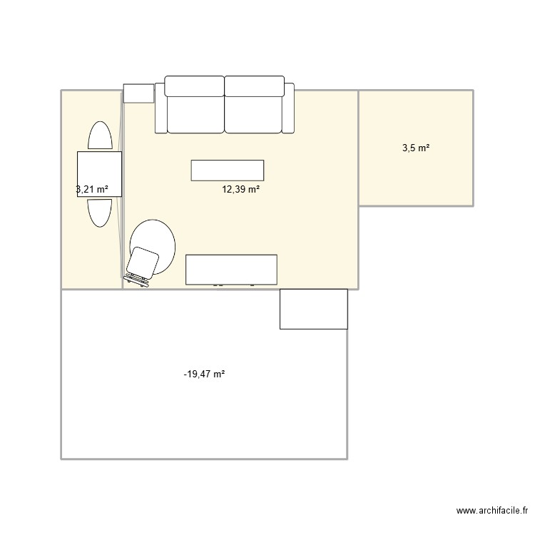 M77. Plan de 4 pièces et 32 m2