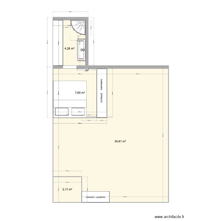 sdb. Plan de 4 pièces et 49 m2