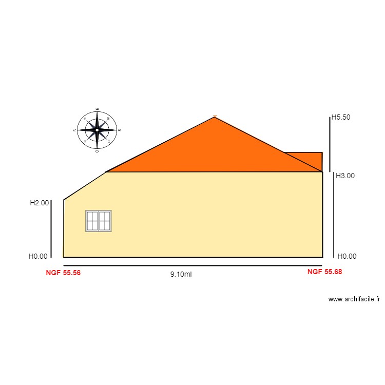 Facade OUEST                                 Cyril. Plan de 1 pièce et 0 m2