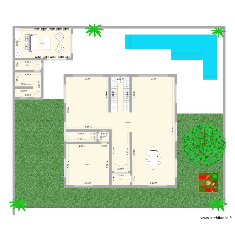 Ground floor. Plan de 7 pièces et 227 m2