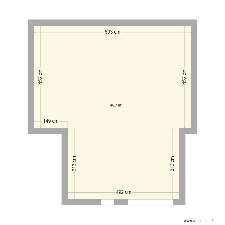 LAPHAL ROUSSET. Plan de 1 pièce et 47 m2