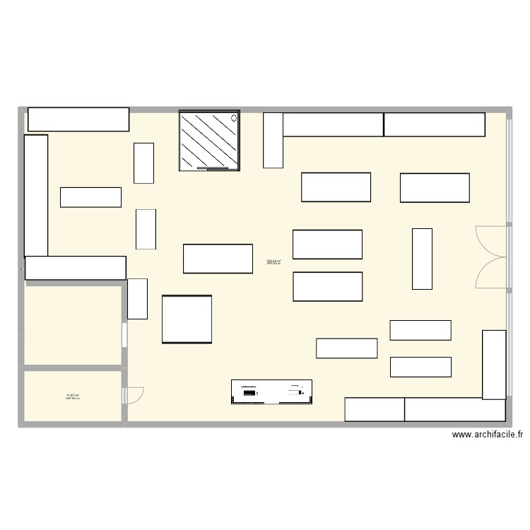 Plan magasin tape à l'œil. Plan de 2 pièces et 347 m2