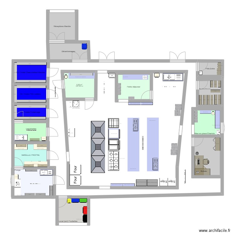 Plan de cuisine de collectiviter 2024/2025 Plan de base. Plan de 15 pièces et 81 m2