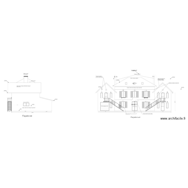 Façade sud et est projet 2. Plan de 0 pièce et 0 m2