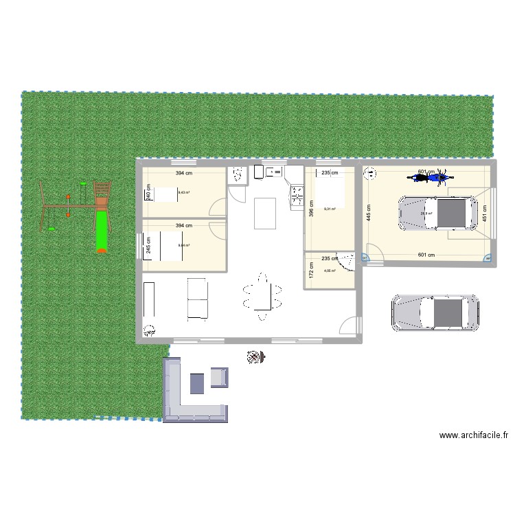 maison. Plan de 5 pièces et 59 m2