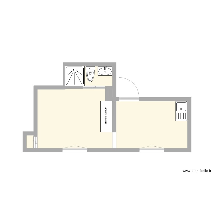 6 charonne. Plan de 5 pièces et 14 m2