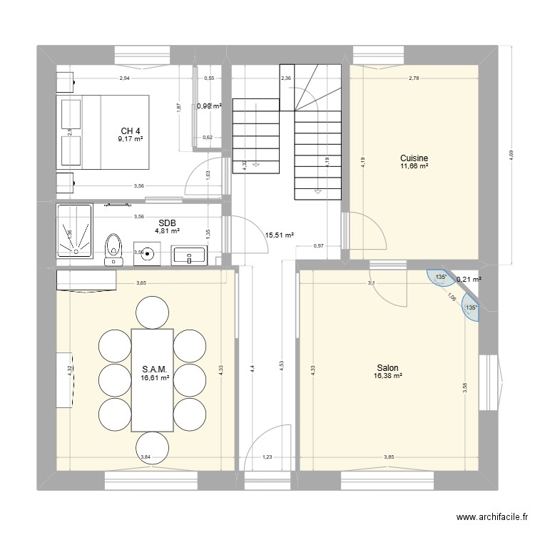 RENO 6 RDC. Plan de 8 pièces et 75 m2