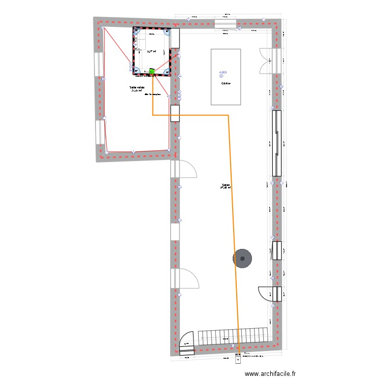 elec RDC. Plan de 3 pièces et 130 m2