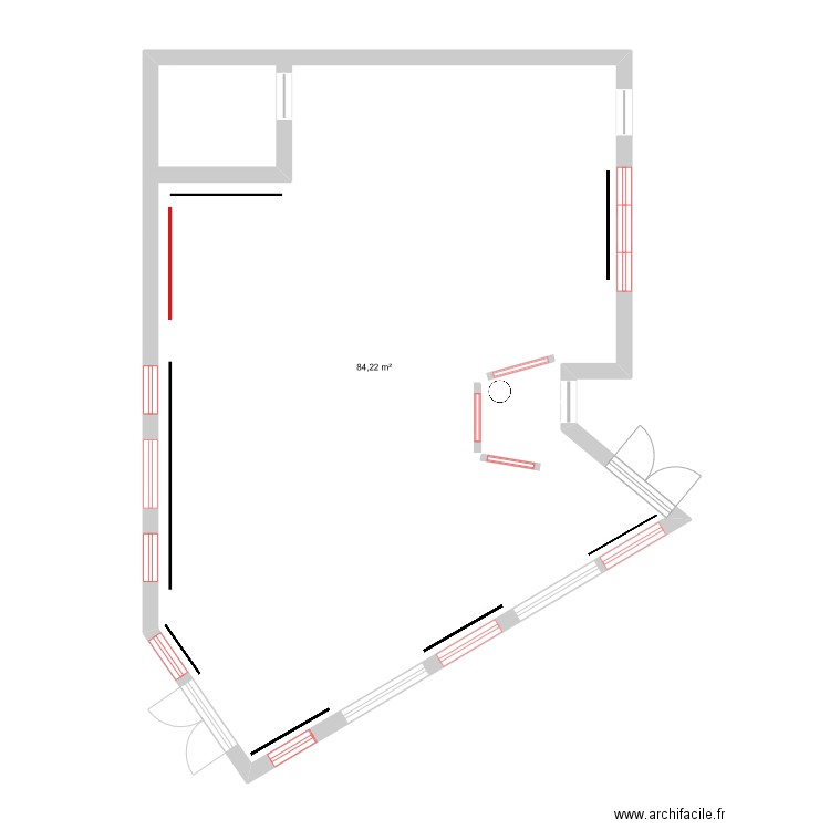 Salle - PO - Expo textuelle. Plan de 1 pièce et 84 m2