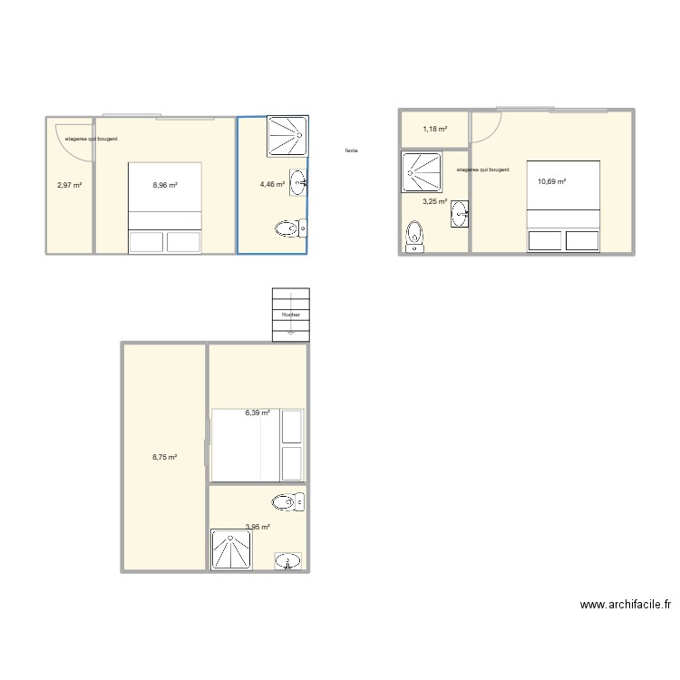 bungalow roche. Plan de 9 pièces et 51 m2