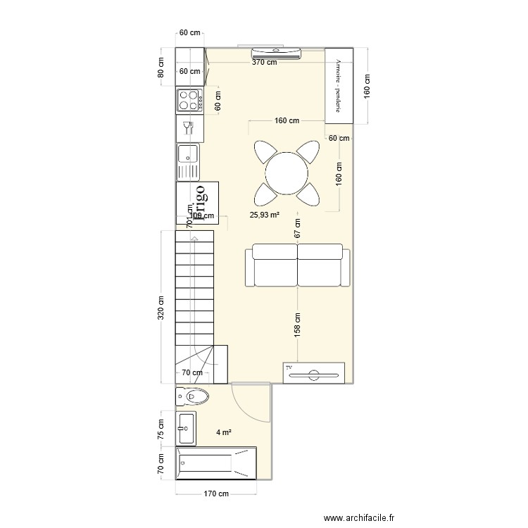 projet maison mimet rdc. Plan de 2 pièces et 30 m2