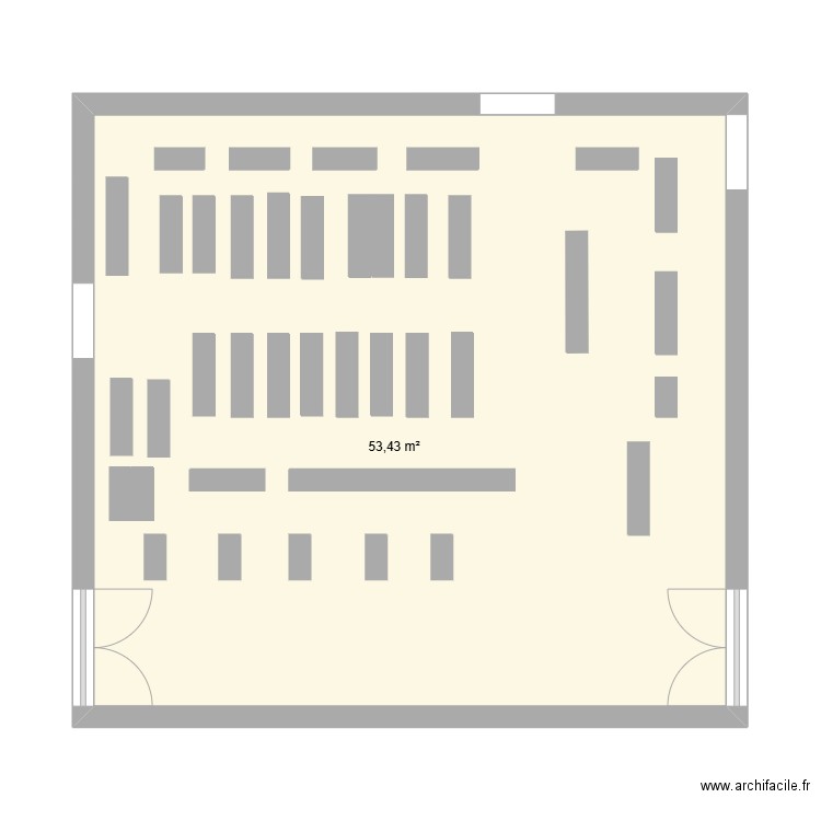 carrefour. Plan de 1 pièce et 53 m2