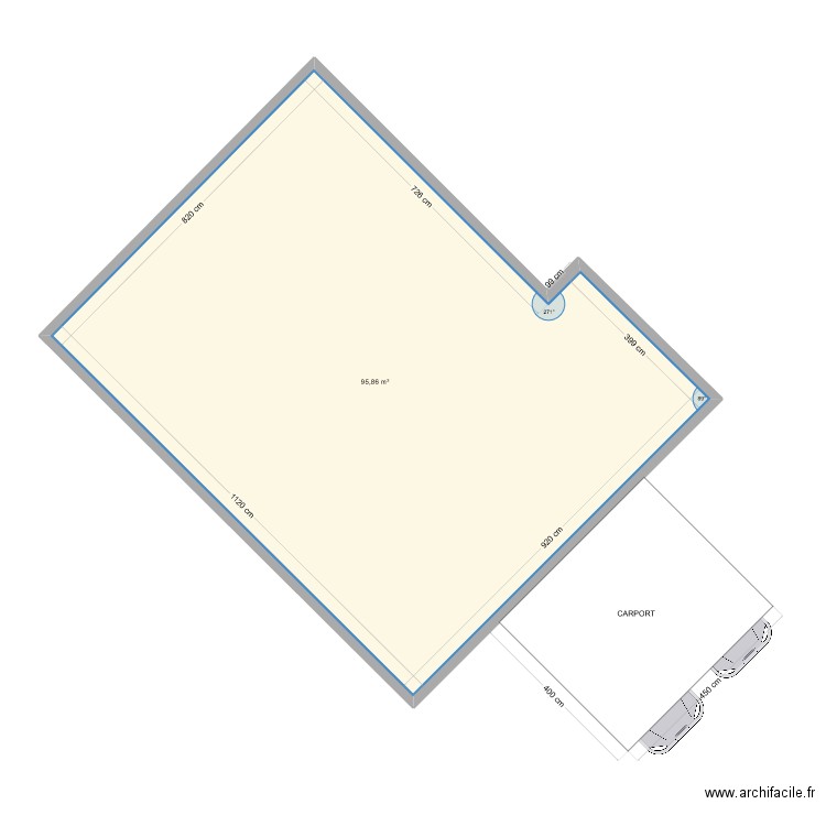 Plan-de-masse. Plan de 1 pièce et 96 m2