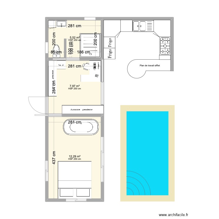 tomo. Plan de 3 pièces et 26 m2