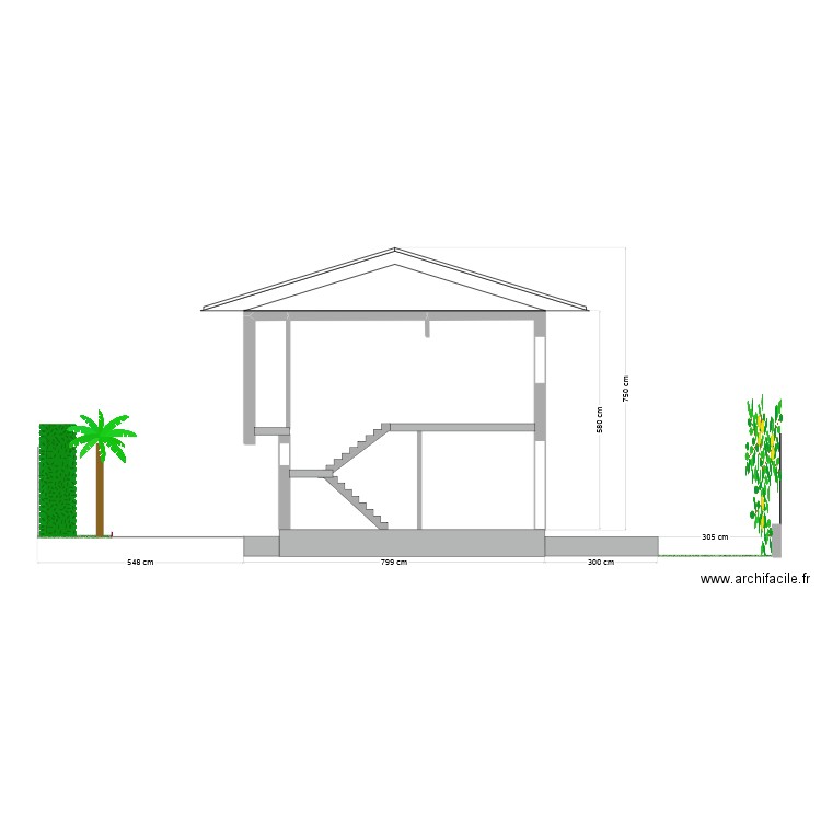 Coupe existant. Plan de 0 pièce et 0 m2