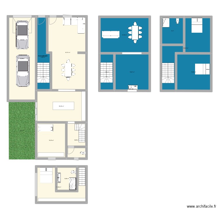 maison sans dimension. Plan de 14 pièces et 270 m2