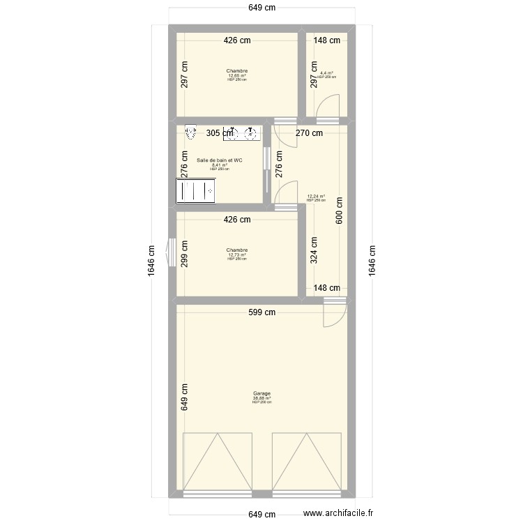 Test1. Plan de 6 pièces et 89 m2