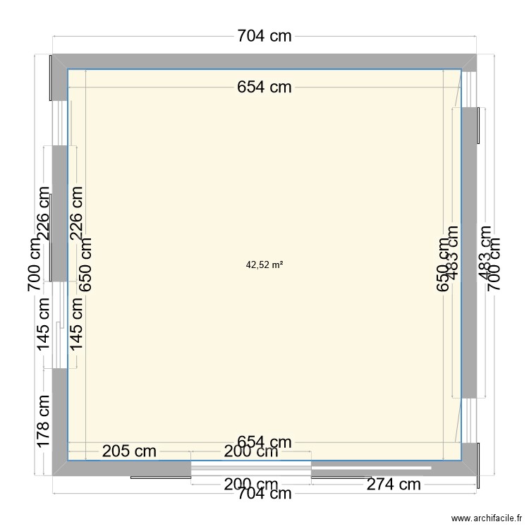 annexe. Plan de 1 pièce et 43 m2