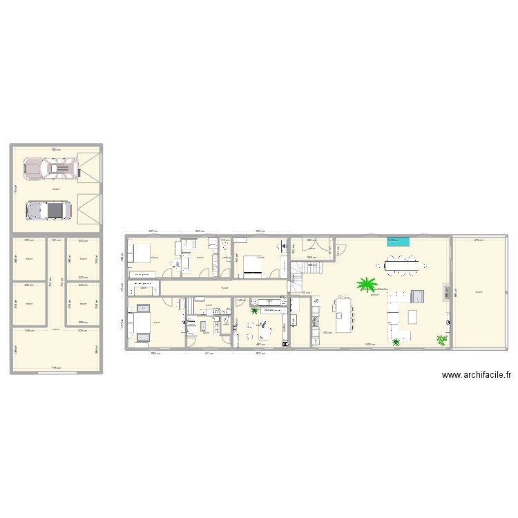 Villa Tarzan 30. Plan de 24 pièces et 605 m2