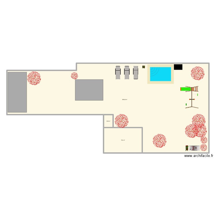 JARDIN. Plan de 3 pièces et 282 m2