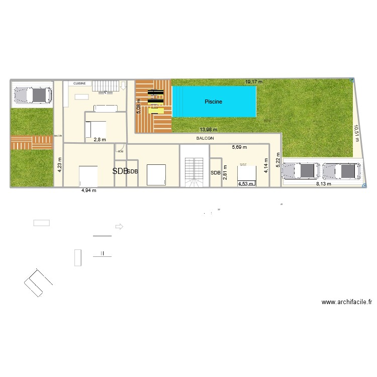 VILLA  L 1 ETAGE NEW. Plan de 10 pièces et 328 m2