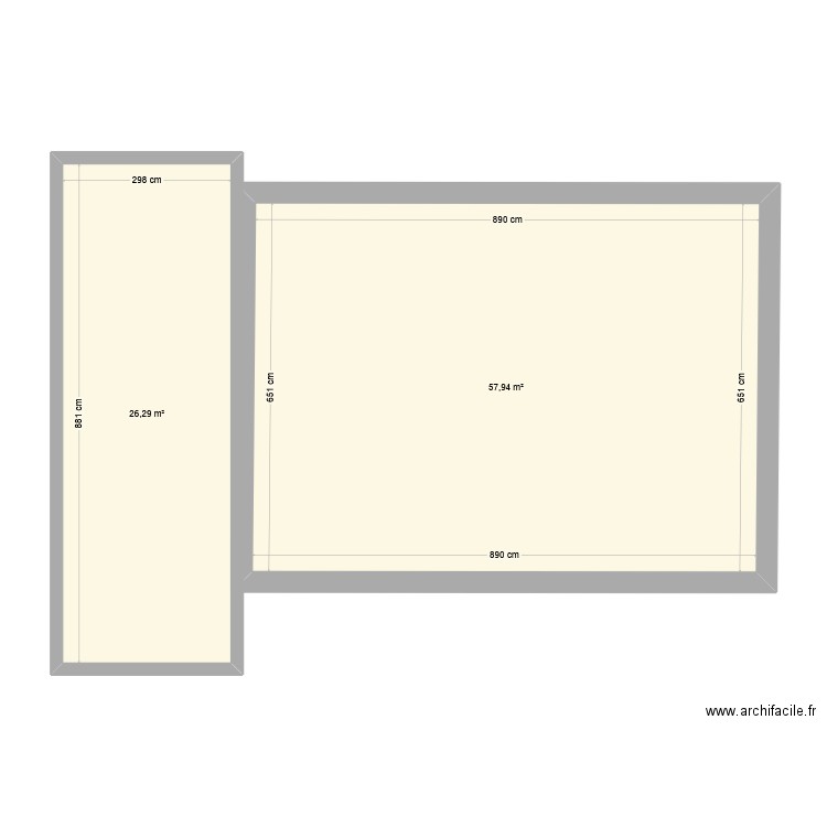 DemandeTravaux. Plan de 2 pièces et 84 m2