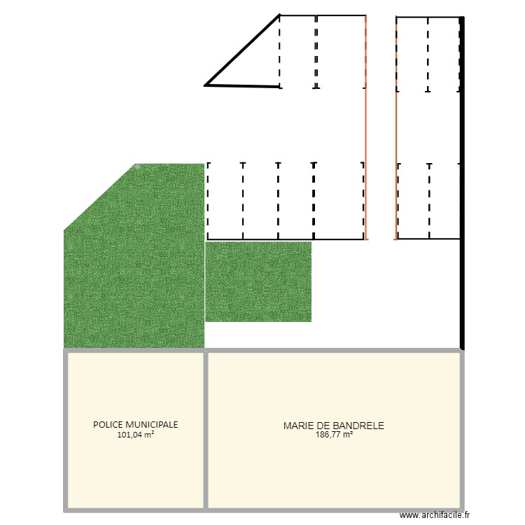 Parking. Plan de 2 pièces et 288 m2