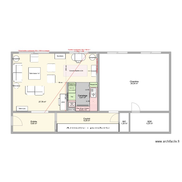 plan appartement. Plan de 8 pièces et 82 m2