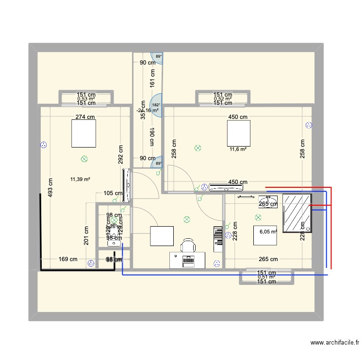 DEBARD. Plan de 9 pièces et 36 m2