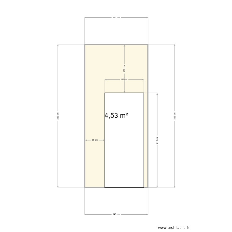 SDB PORTE. Plan de 1 pièce et 5 m2