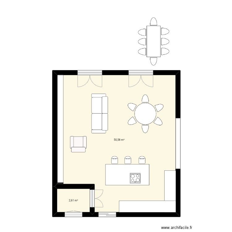 Juvignac. Plan de 2 pièces et 53 m2