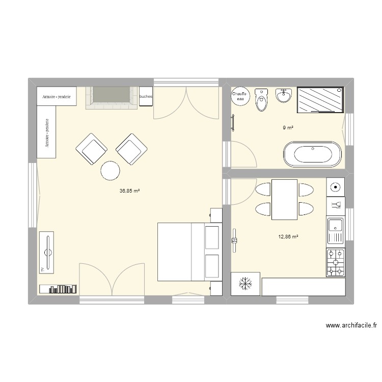 Saumont Dépendance2. Plan de 3 pièces et 59 m2