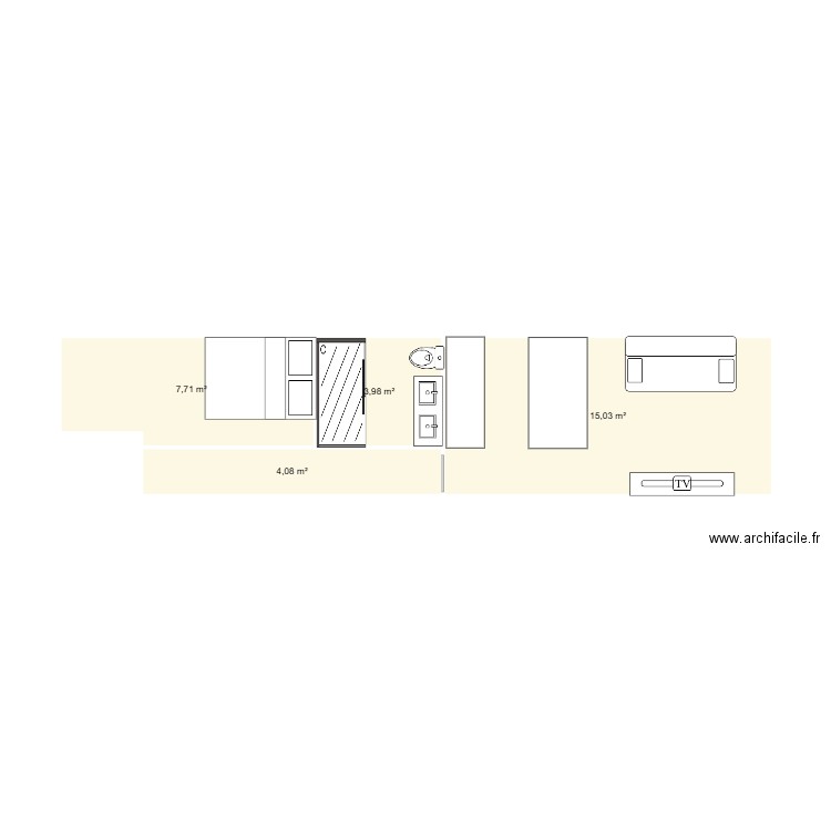 PLAN CHAMBRE SDB SALON . Plan de 4 pièces et 31 m2