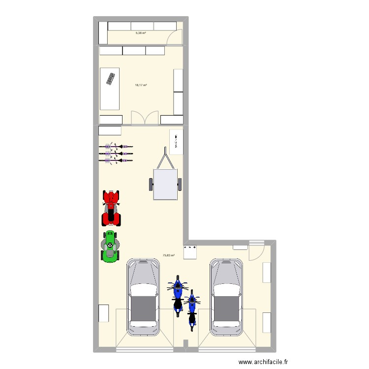 Garage. Plan de 3 pièces et 99 m2